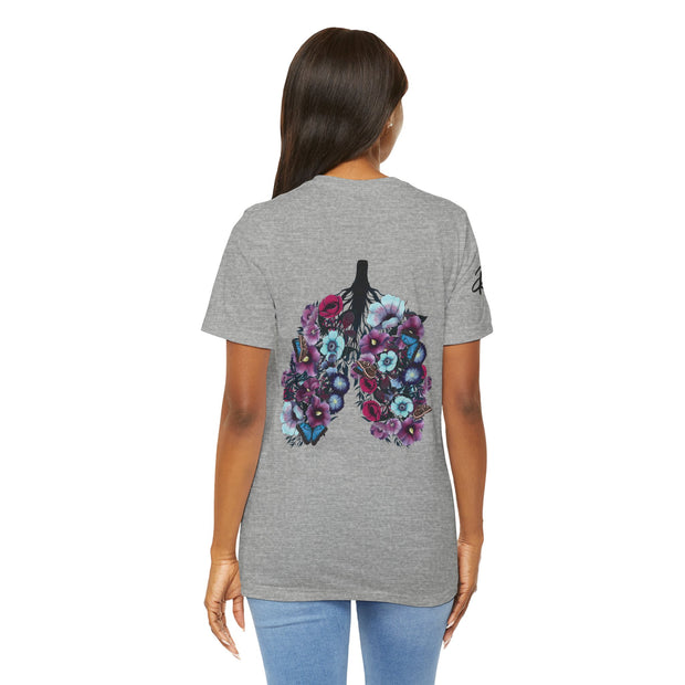 grey respiratory therapy lung shirt back