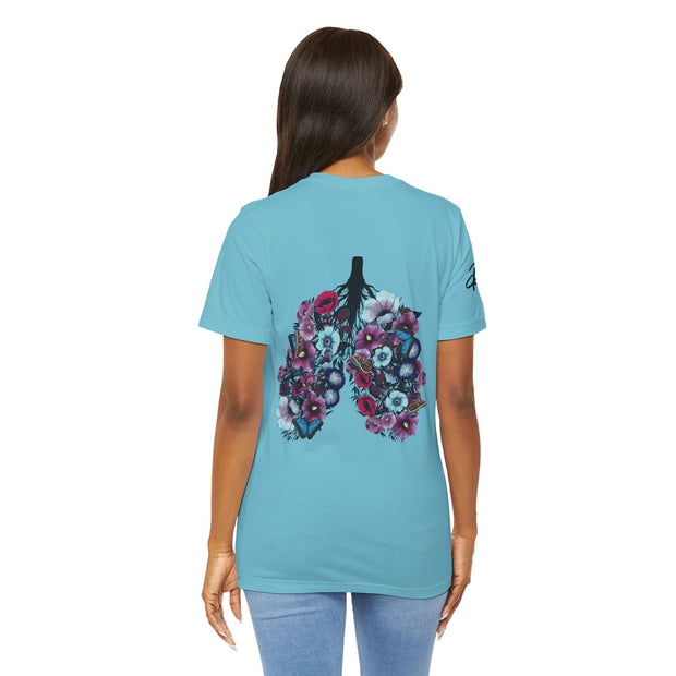 light blue respiratory therapy lung shirt back