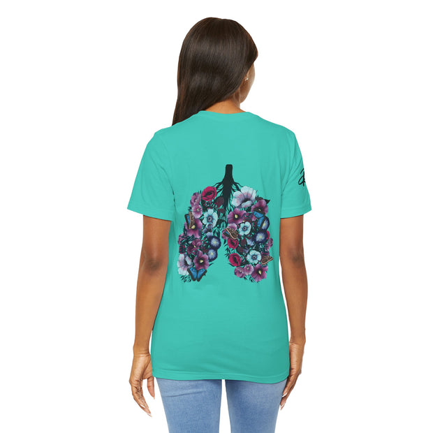 teal respiratory therapy lung shirt back