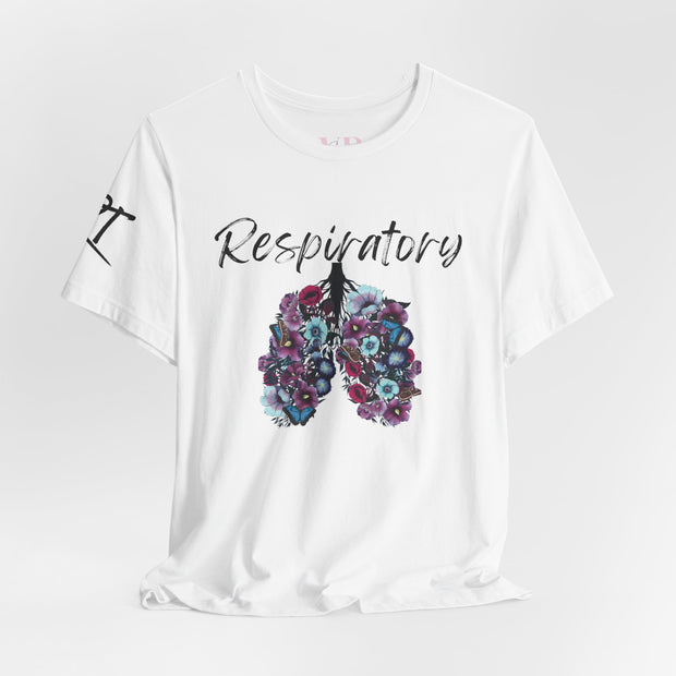 white respiratory therapy lung shirt front