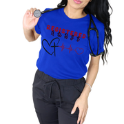 registered nurse shirt, faith shirt, royal blue, front