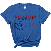 registered nurse shirt, faith shirt, royal blue, front