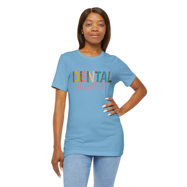 Dental Assistant Tee with Leopard Letters - VanessaRae