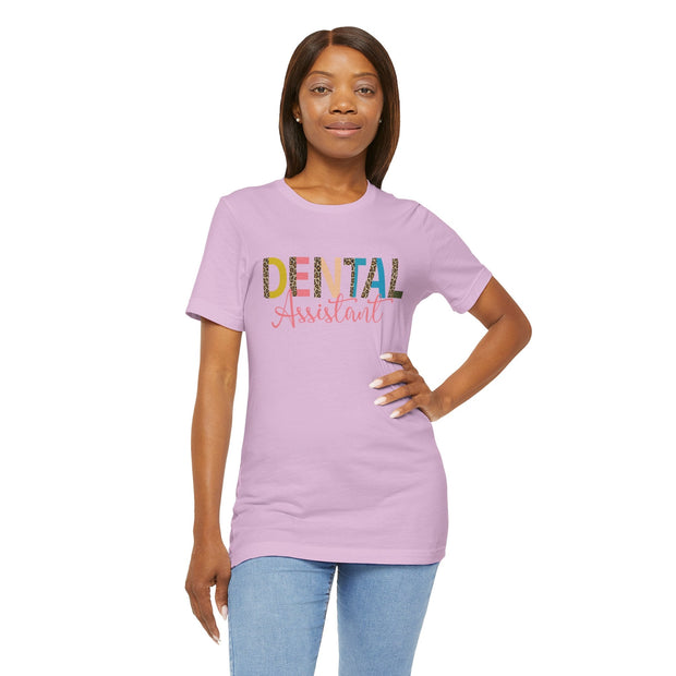 Dental Assistant Tee with Leopard Letters - VanessaRae