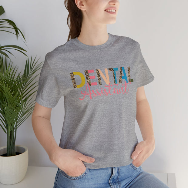 Dental Assistant Tee with Leopard Letters - VanessaRae