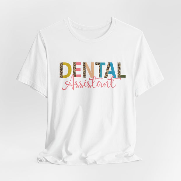 Dental Assistant Tee with Leopard Letters - VanessaRae