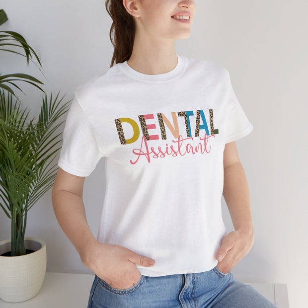 Dental Assistant Tee with Leopard Letters - VanessaRae