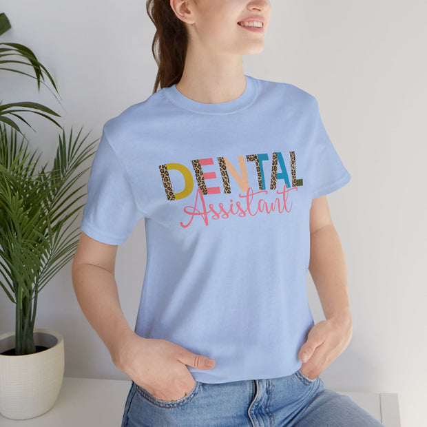 Dental Assistant Tee with Leopard Letters - VanessaRae