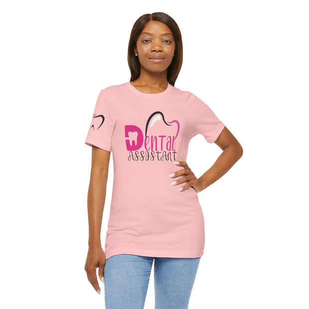 Dental Assistant Tee with Pink and Black Design - VanessaRae