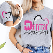 Dental Assistant Tee with Pink and Black Design - VanessaRae