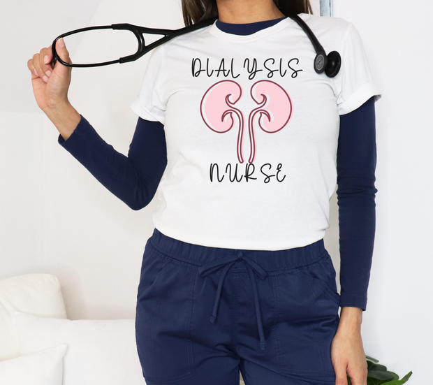 white dialysis nurse shirt
