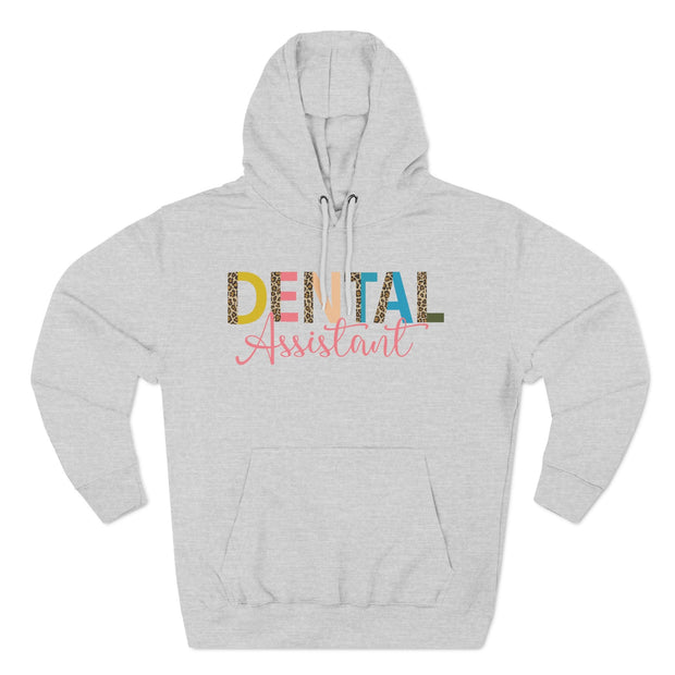 Fleece Hoodie - Dental Assistant Leopard Print with Pink Elegant Font - VanessaRae