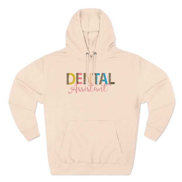 Fleece Hoodie - Dental Assistant Leopard Print with Pink Elegant Font - VanessaRae