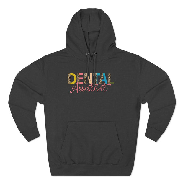 Fleece Hoodie - Dental Assistant Leopard Print with Pink Elegant Font - VanessaRae