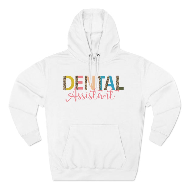 Fleece Hoodie - Dental Assistant Leopard Print with Pink Elegant Font - VanessaRae