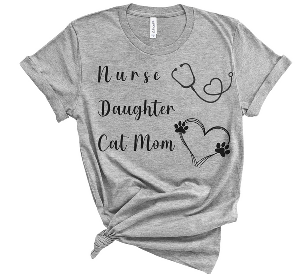 grey nurse daughter cat mom tshirt