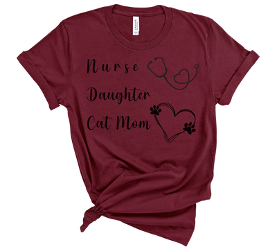 maroon  nurse daughter cat mom tshirt