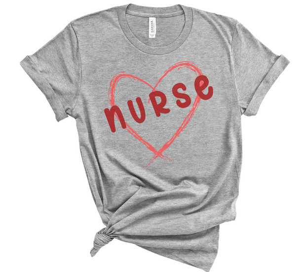grey nurse tshirt with heart, front