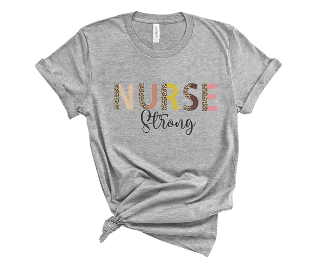nurse strong shirt, grey nurse strong tshirt, front 