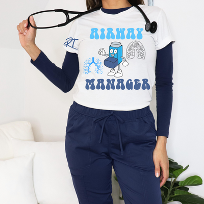 white airway manager respiratory therapy tshirt