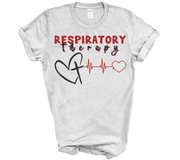 respiratory therapy tshirt with cross heart and ekg rhythm
