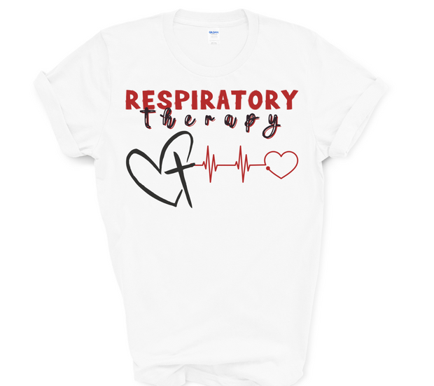 respiratory therapy tshirt with cross heart and ekg rhythm