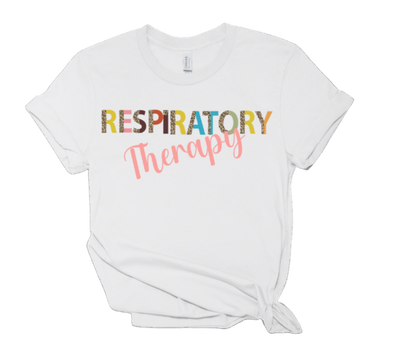 white respiratory therapy tshirt leopard print